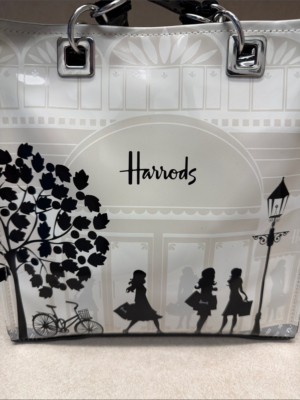 Harrods Black & White Graphic Cityscape Tote - Picture 2 of 8